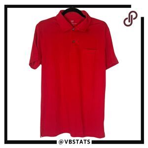 Mack Weldon Men's Short Sleeve Pocket Cotton Blend Golf Polo Shirt‎ Red Medium